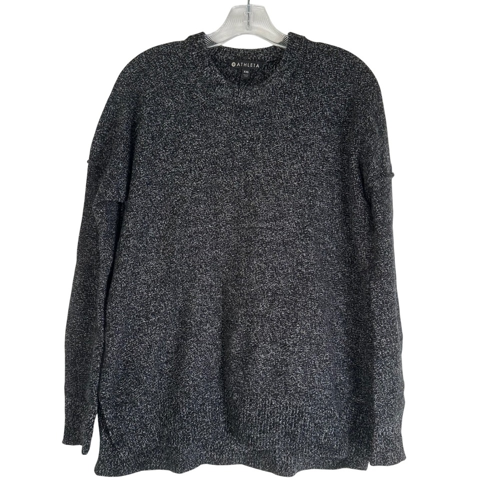 Athleta XXS Wool Cashmere Oversized Crewneck Sweater Gray Marled Knit